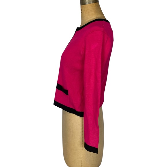 Zara Hot Pink/Black Zip Front Cardigan Size S - Picture 6 of 10